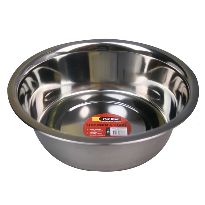 Pet One Dog Bowl Standard S/Steel 2.8Ltre