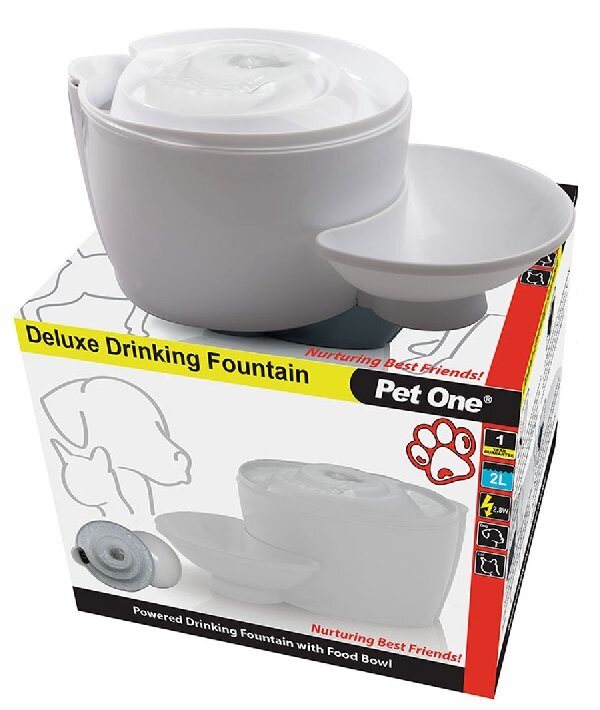 Pet One Deluxe Drinking Fountain With Pump - White