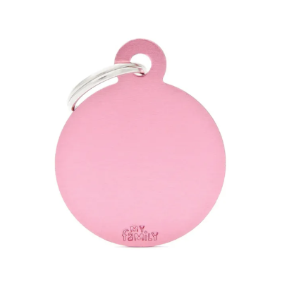 Pet ID Tag Aluminium Pink Circle Large