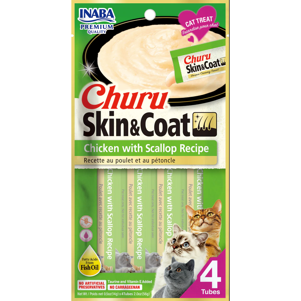 Inaba Cat Churu Skin & Coat Chicken & Scallop 56g