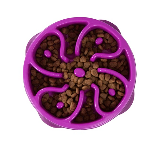 Slow Feeder Bowl Purple Flower Large