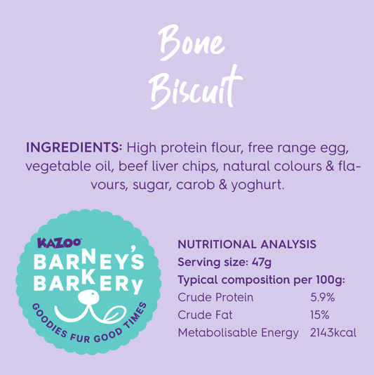 Kazoo Barneys Barkery Dog Bone Biscuit - Blue 47gm