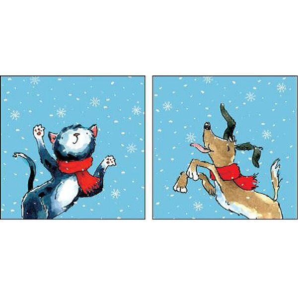 RSPCA Christmas Cards RSPCA Catching Snowflakes 13cm x 13cm