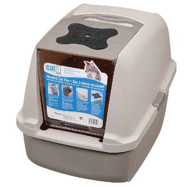 Catit Hooded Litter Tray Grey & White L48xW38xH44cm