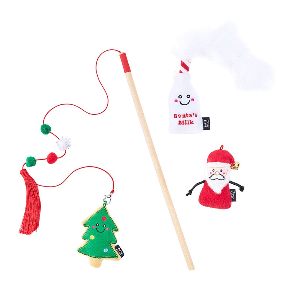 Zippy Claws Holiday Zippystick Santa with Cookies and Milk