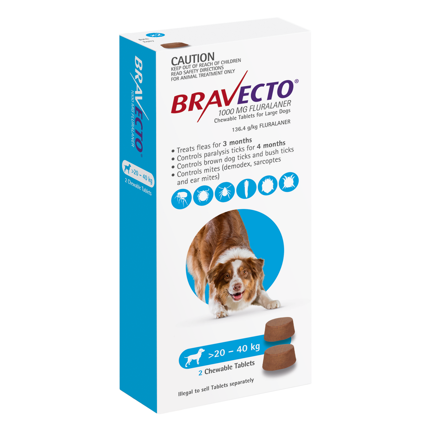 Bravecto Chew For Dogs Blue 20kg - 40kg