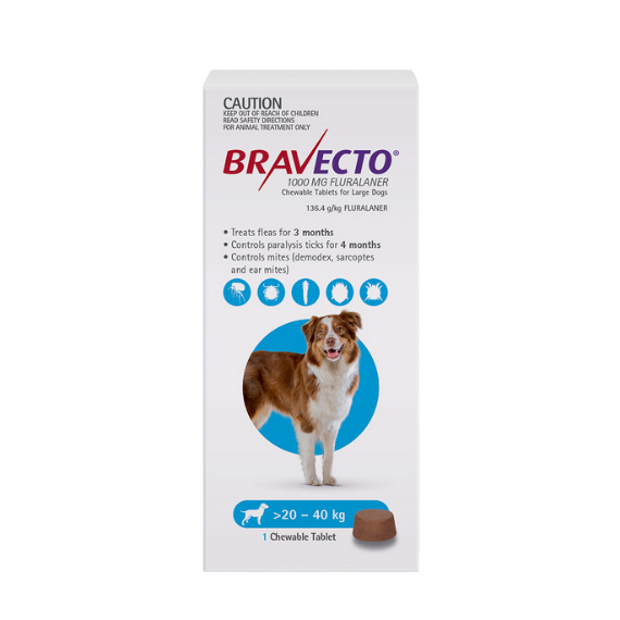 Bravecto Chew For Dogs Blue 20kg - 40kg