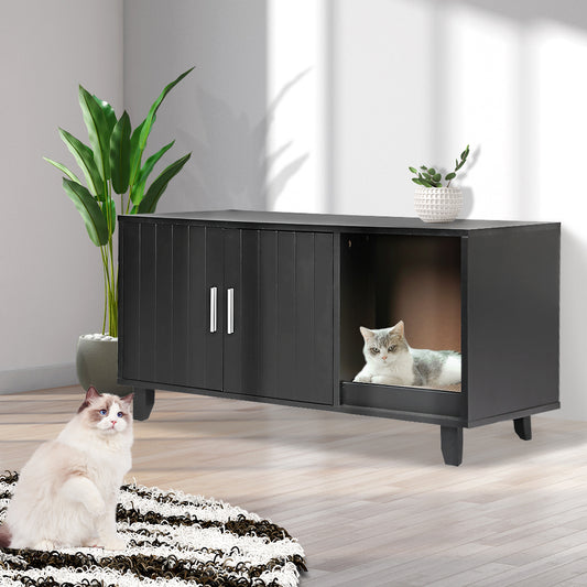 PaWz Enclosed Cat Litter Cabinet Box Black-1975420459243671558