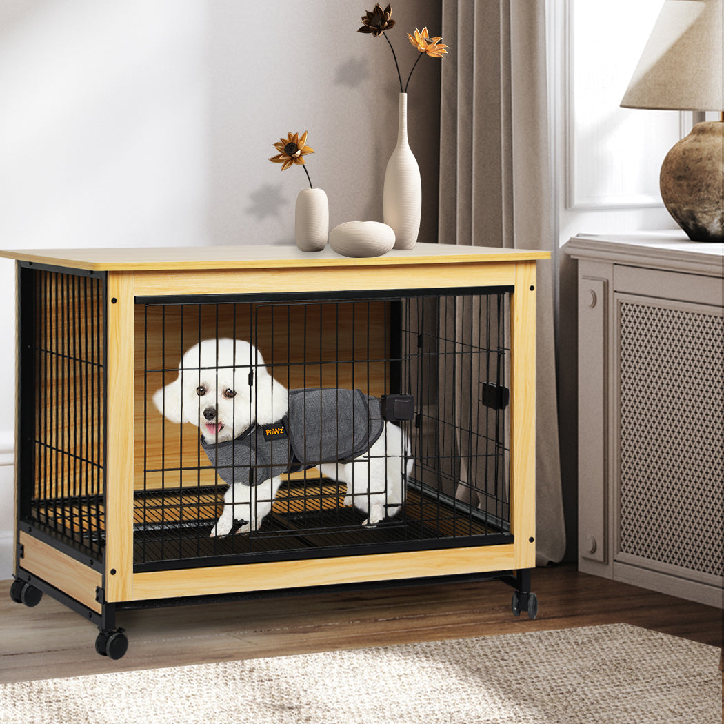 PaWz Wooden Wire Dog Kennel Side End M Medium-1973193672728121350