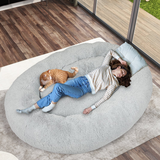 TheNapBed 1.8m Human Size Pet Bed Fluffy Grey-1973193670542888966