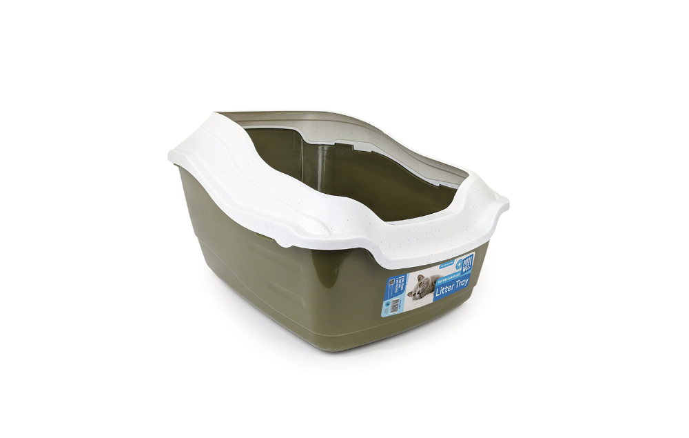 Poowee Cat Litter Pan with High Sides & Rim Green
