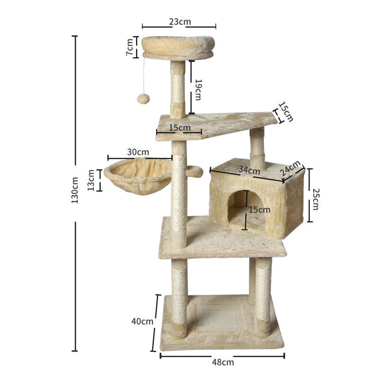 PaWz Cat Tree Toy Scratching Post Scratcher Beige-1973193908578029570