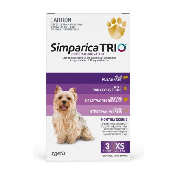 Simparica TRIO 3 Chews Purple 2.6 - 5kg