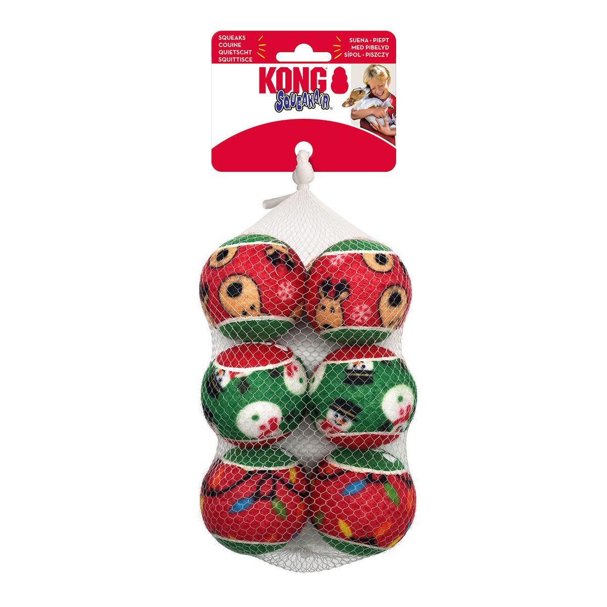 KONG Holiday SqueakAir Tennis Balls 6-pk Md