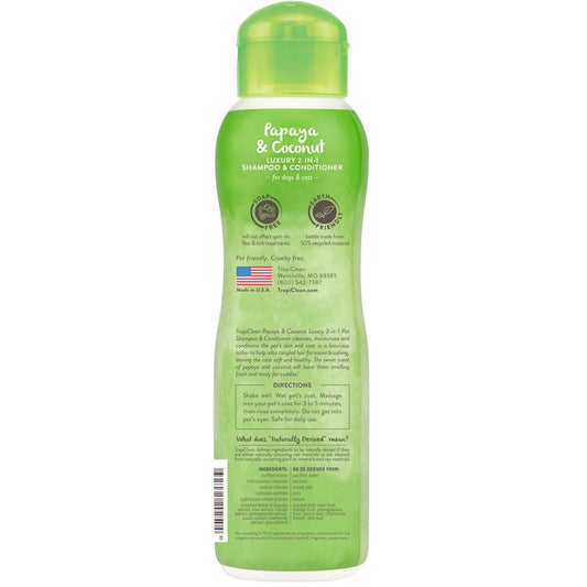 Tropiclean Shampoo & Conditioner Papaya & Coconut 2 in 1 Luxury 592ml