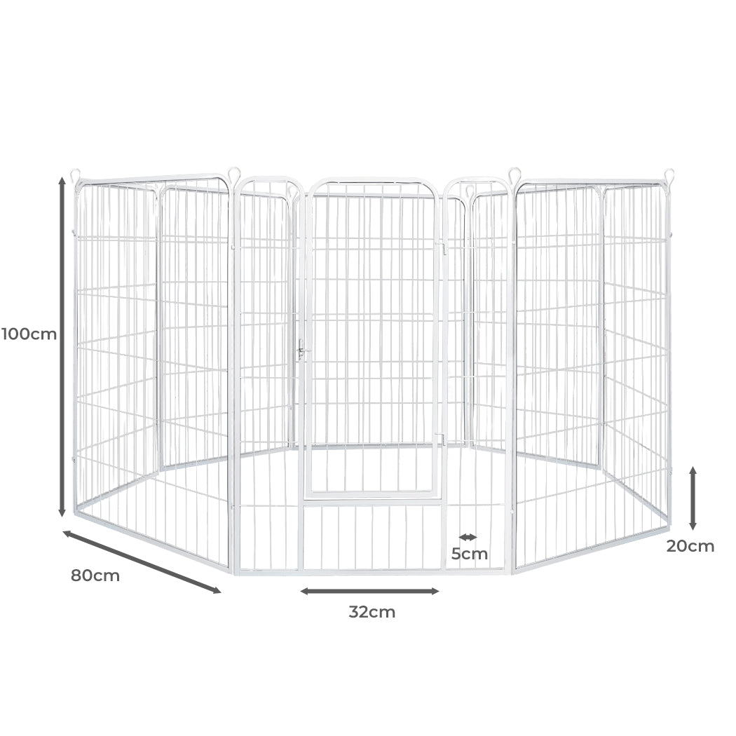 PaWz 8 Panel 40'' Pet Dog Playpen Puppy White 2.5kg Venison-1973193828089335810
