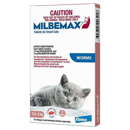 Milbemax Cats & Kittens Allwormer 0.5 - 2kg 2 Tablets