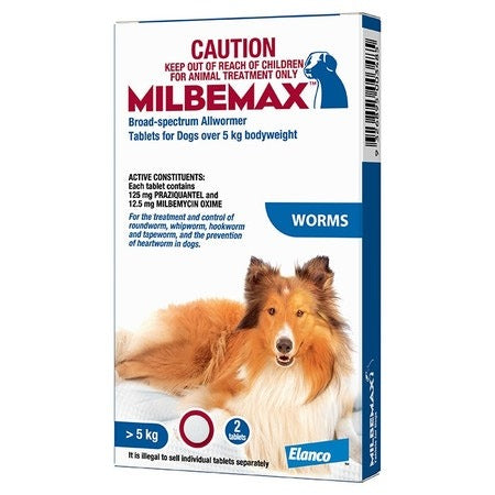 Milbemax Dogs Allwormer 5 - 25kg 2 Tablets