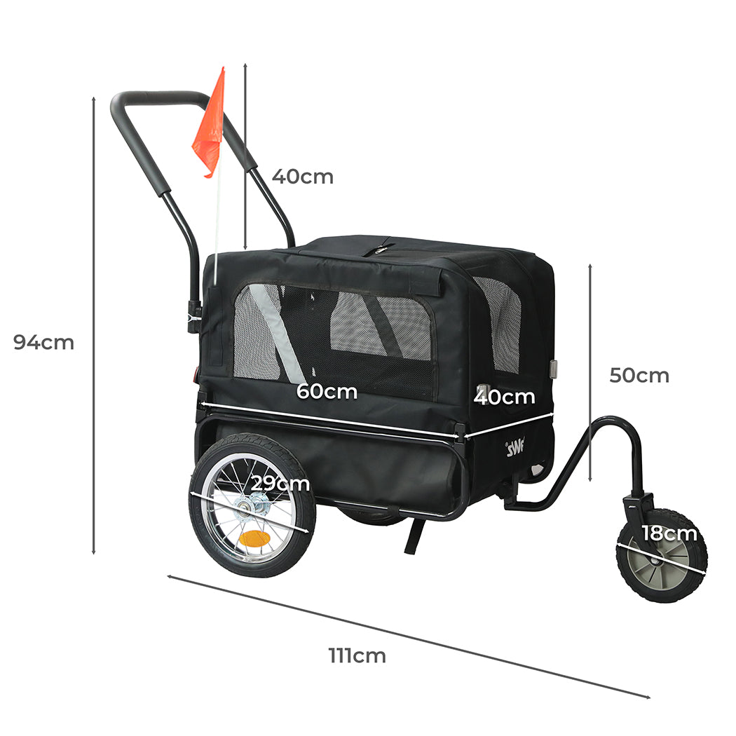 PaWz Pet Stroller Bike Trailer 2-IN-1 Sunroof-1973193720731930626