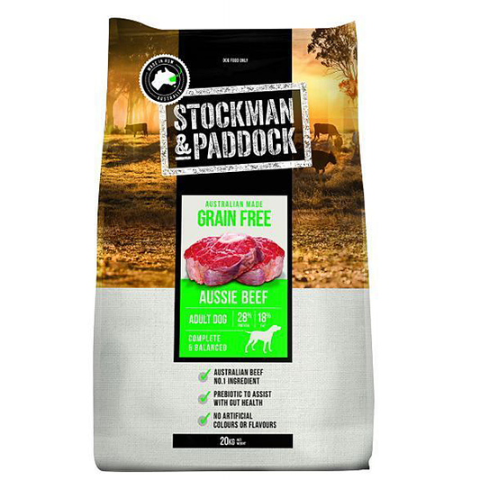 Stockman & Paddock Grain Free Aussie Beef - Green 20kg