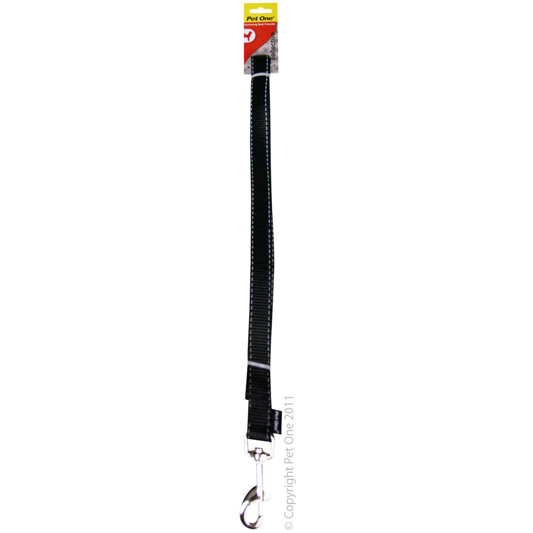 Pet One Dog Leash Nylon Reflective 10mm Black