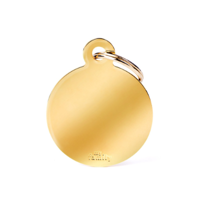 Pet ID Tag Aluminium Gold Circle Large