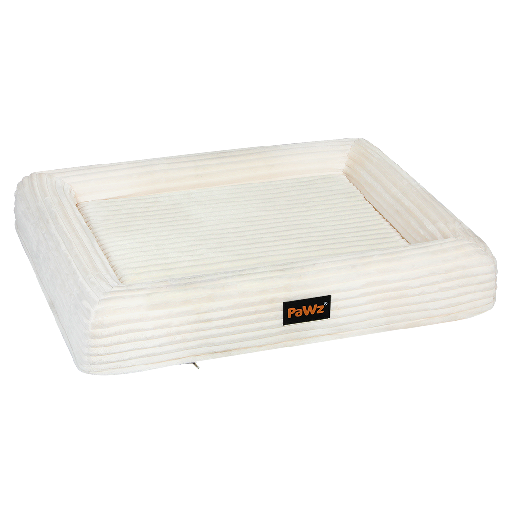 Pawz M Size Orthopedic Dog Bed with Corduroy Removable Cover Waterproof Washable Beige-1975420347603881992