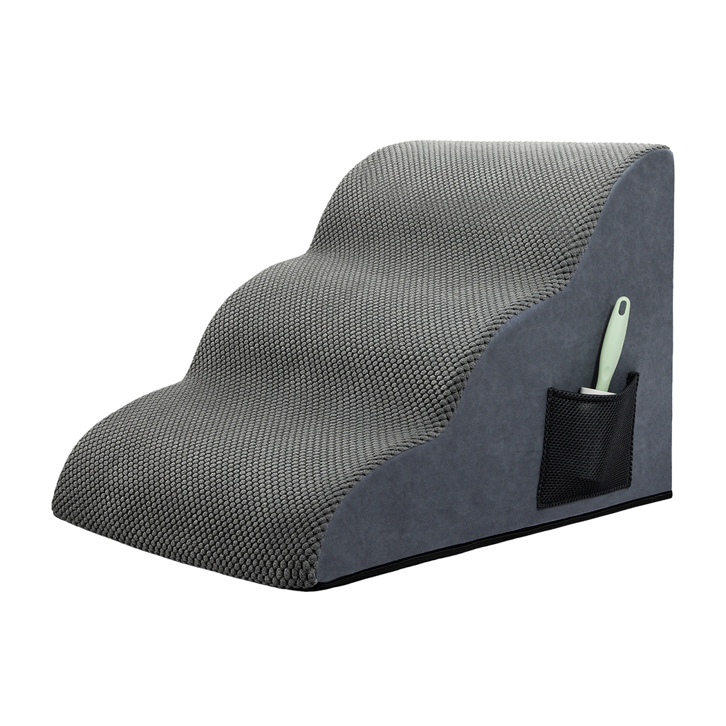 Pawz 3 Steps Pet Stairs Dog Ramp High Density Foam Grey-1973193549394612232