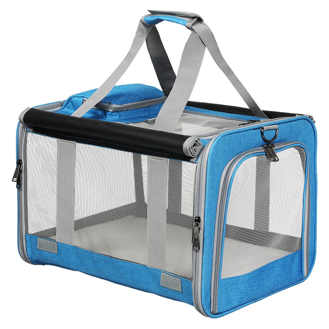 Pawz 3 in 1 Pet Soft Crate Dog Cat Carrier L Size Blue-1973193524660801544