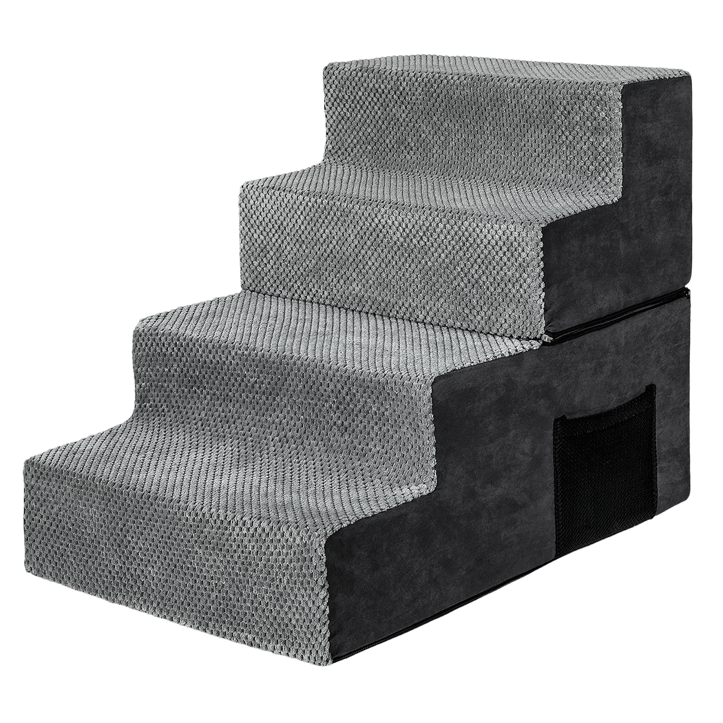 Pawz 4 Steps Pet Stairs Dog Ramp High Density Foam Grey-1996005516555456520