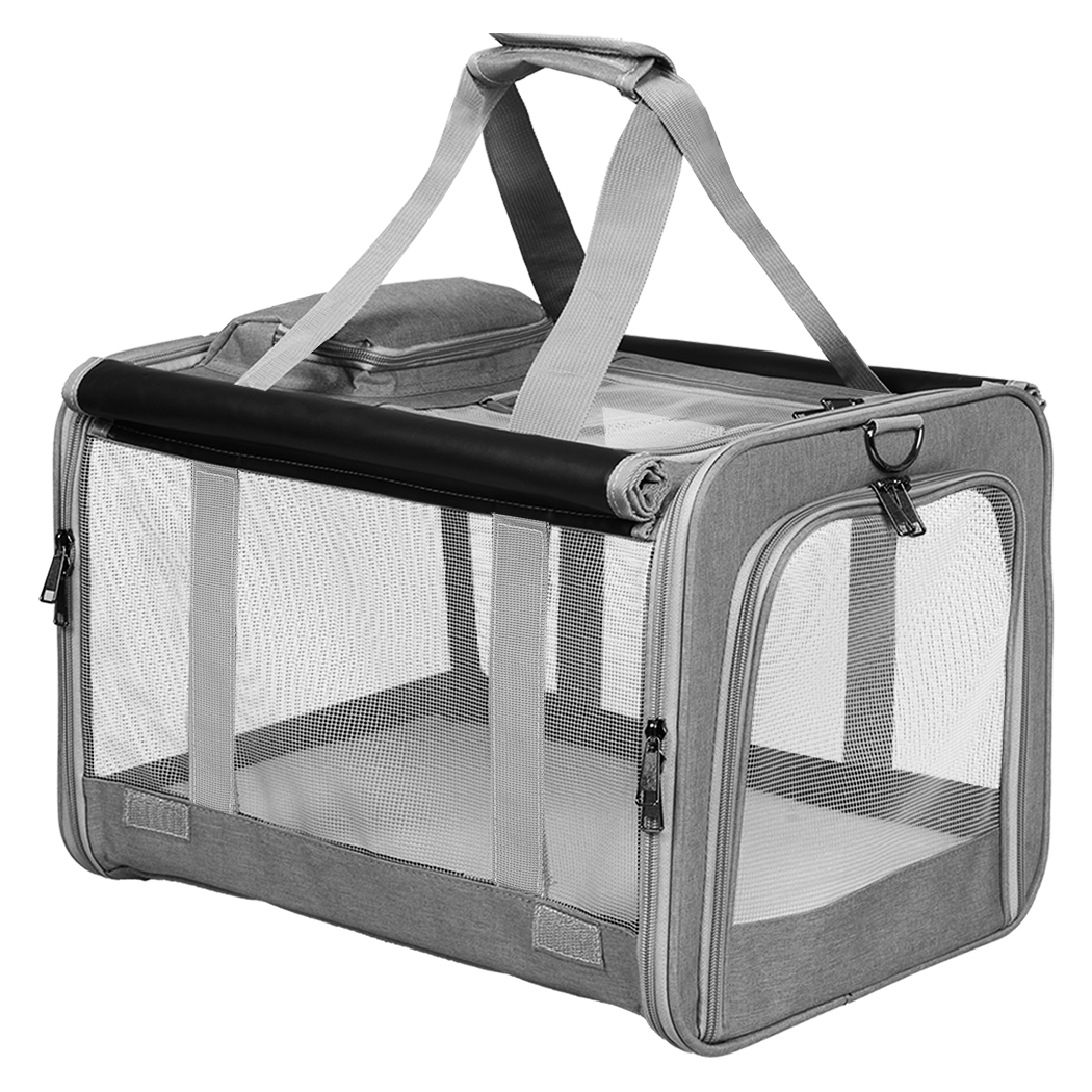 Pawz 3 in 1 Pet Soft Crate Dog Cat Carrier L Size Grey-1973193524862128136