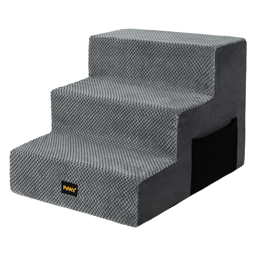 Pawz 3 Steps Pet Stairs Dog Ramp High Density Foam Grey-1996005595194462216