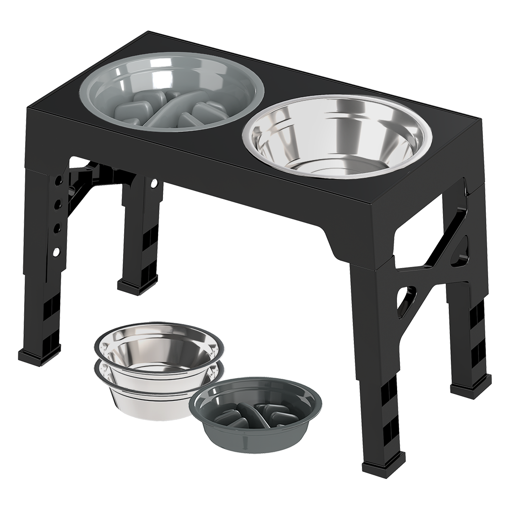 PaWz Elevated Dog Bowls 2 Stainless Steel Bowls and 1 Slow Feeder Bowl-1973193549021319176