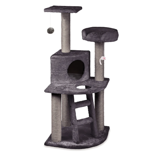 Cat Post - Corner 3 Level Playground Charcoal