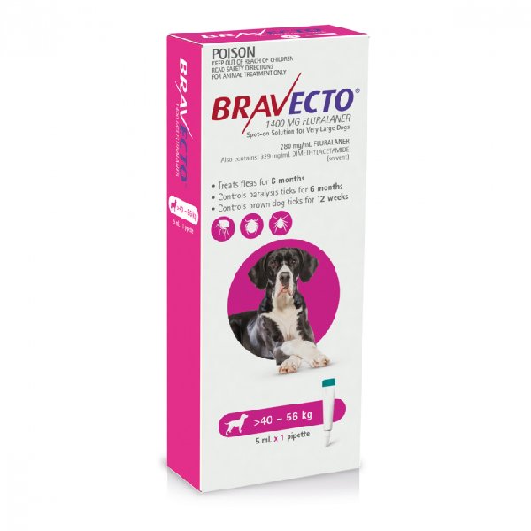 Bravecto Spot On Dog Pink 40 to 56kg Single