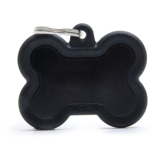 Dog Tag Hush Design Bone Black 40mm x 30mm