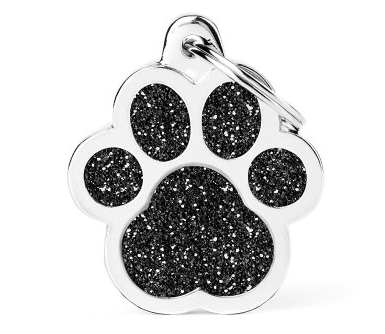Dog Tag Shine Paw Black Large