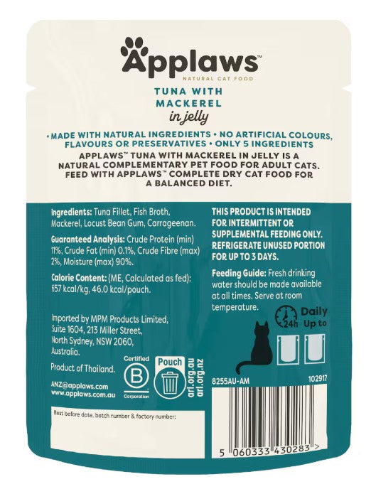 Applaws Cat Jelly Pouch Tuna & Mackerel 70g
