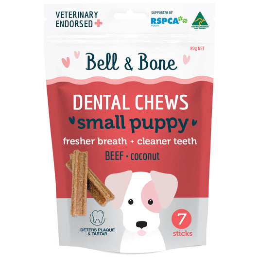 Bell & Bone Dental Chews Small Puppy - Beef 80g