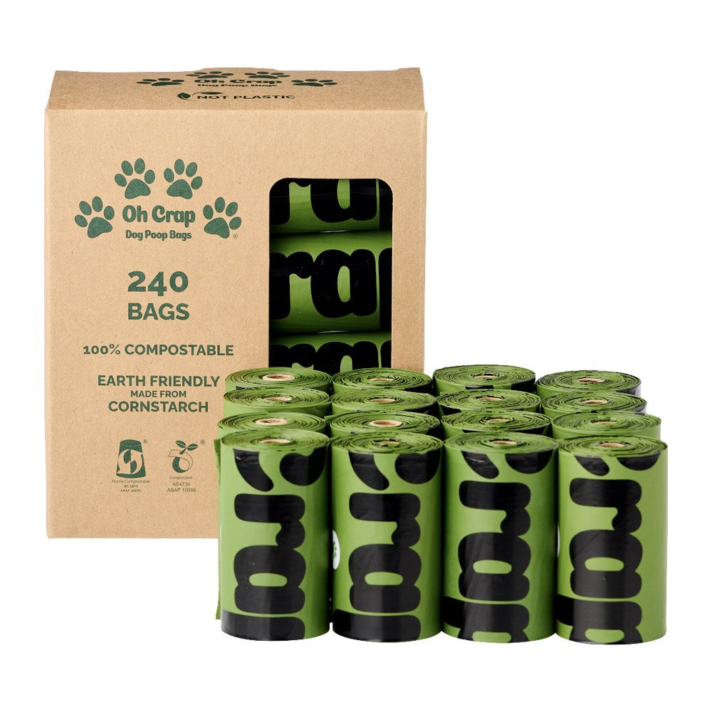 Oh Crap - Non Plastic Poop Bag 240 Bags - 15 Per Roll