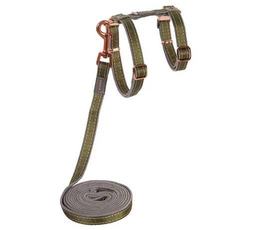 Rogz UrbanCat Harness & Lead Set Olive Twist Small