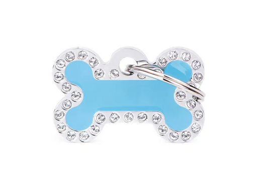 Pet ID Tag Aluminium Glam Bone Light Blue Small