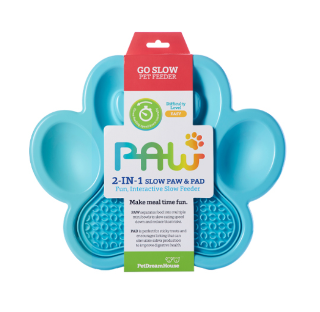Paw 2-in-1 Slow Feeder Bowl & Lick Pad Combo Blue