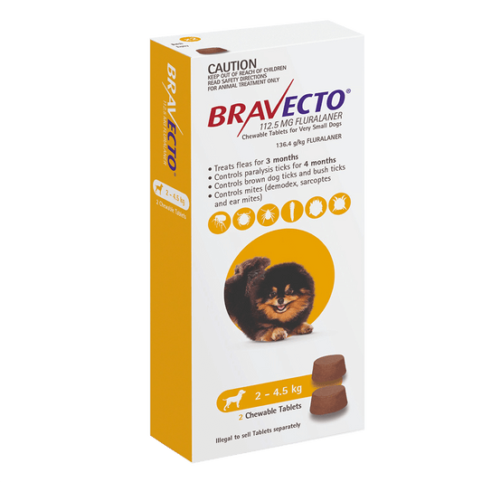 Bravecto Chews for Dogs Yellow 2-4.5kg  2pack