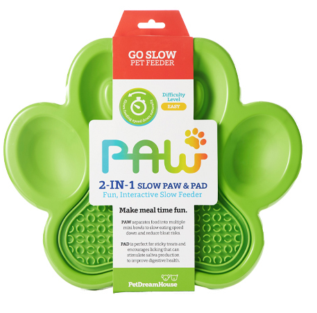 Paw 2-in-1 Slow Feeder Bowl & Lick Pad Combo Green