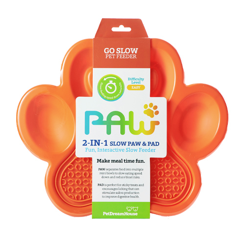Paw 2-in-1 Slow Feeder Bowl & Lick Pad Combo Orange