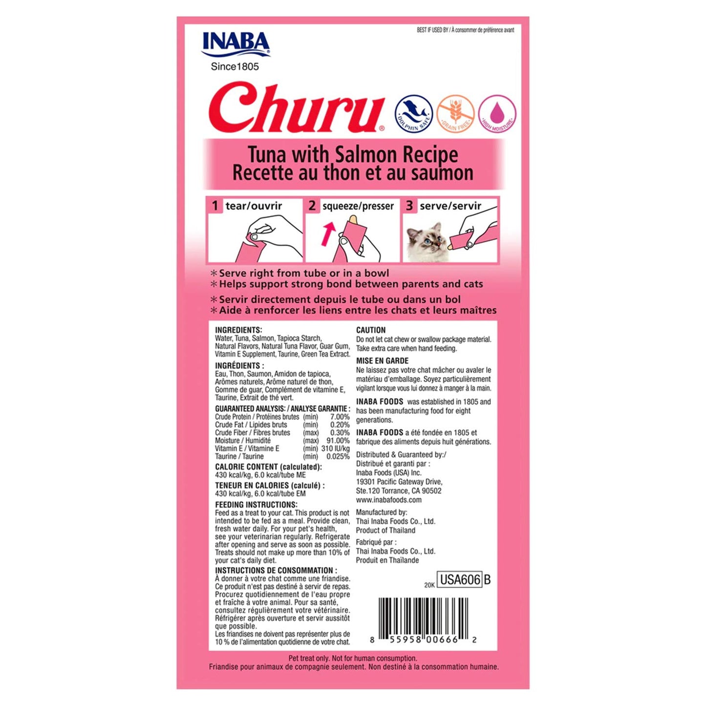 Inaba Churu Mousse Treat Salmon and Tuna 4 Tubes 56g