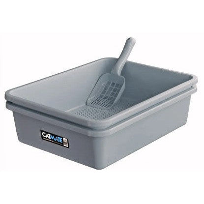 Cat Litter 3 Piece Sieve Litter Tray (with Scoop) Charcoal