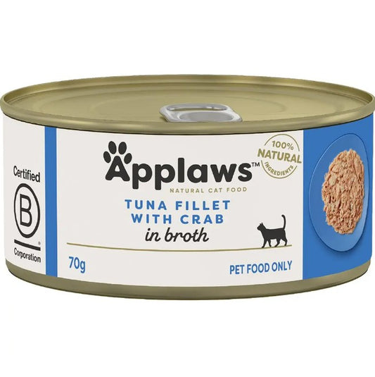 Applaws Cat Tin Tuna Fillet Crab in Broth 70g