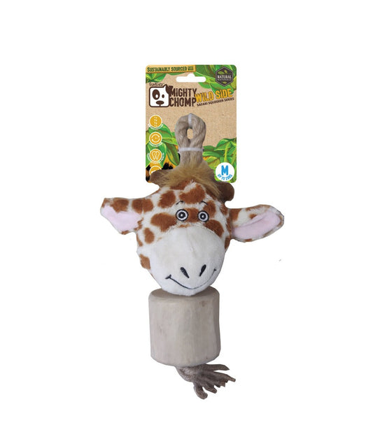 Furkidz Mighty Chomp Safari Coffee Wood - Giraffe w/Rope 25cm